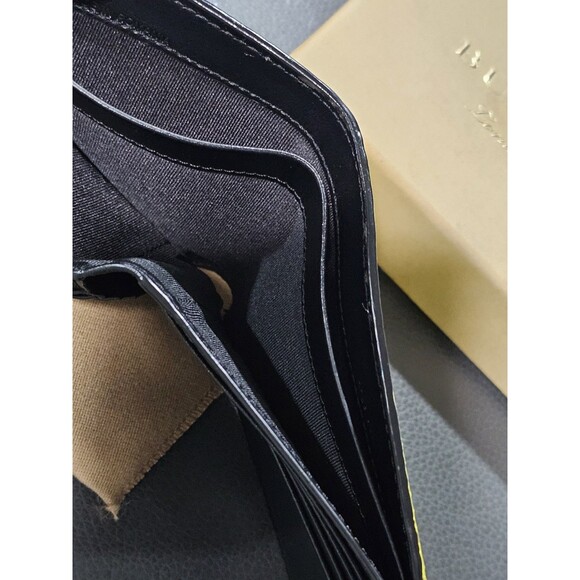 BURBERRY Mens Wallet Embossed Leather Bifold Neon Yellow Authentic Full Set Box - Picture 16 of 16